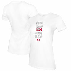 Cincinnati Reds Tiny Turnip Women's Stacked T-Shirt - White - MLB Sale