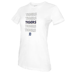 Detroit Tigers Tiny Turnip Women's Stacked T-Shirt - White - MLB Lifestyle