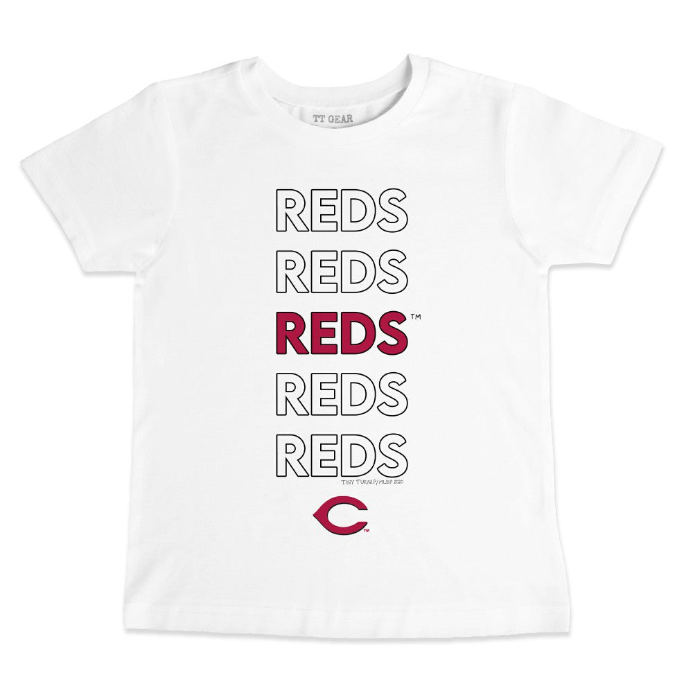Cincinnati Reds Tiny Turnip Youth Stacked T-Shirt - White - MLB on Sale
