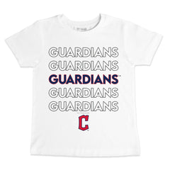 Cleveland Guardians Tiny Turnip Youth Stacked T-Shirt - White - MLB Sale