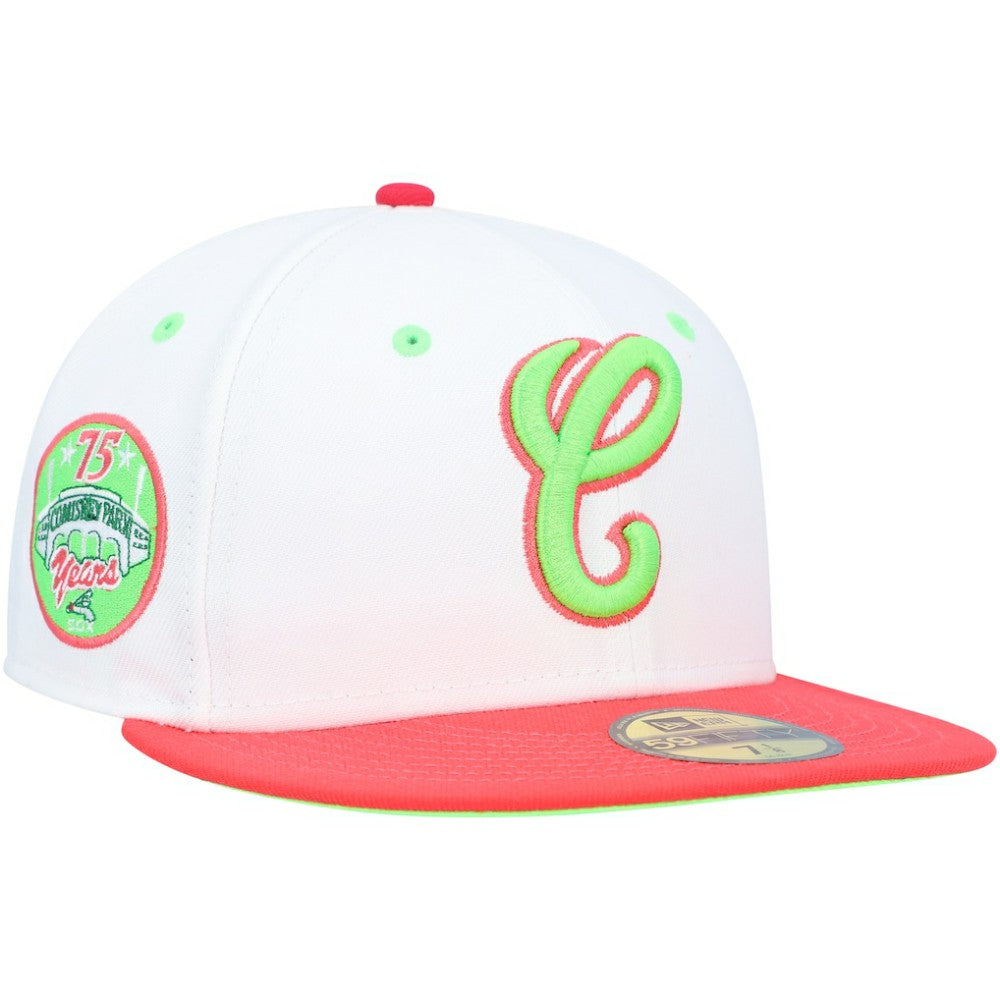 Chicago White Sox New Era Cooperstown Collection Comiskey Park 75th Anniversary Strawberry Lolli 59FIFTY Fitted Hat - White/Coral - New Era Sale