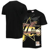 Philadelphia 76ers Big & Tall Hardwood Classics Big Face 4.0 T-Shirt Black | Mitchell & Ness Lifestyle