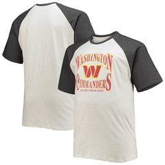 Fanatics Washington Commanders Big & Tall Wordmark Raglan T-Shirt Oatmeal/Heathered Charcoal