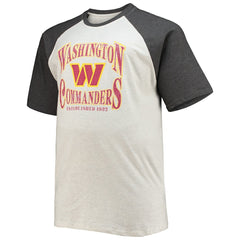 Fanatics Washington Commanders Big & Tall Wordmark Raglan T-Shirt Oatmeal/Heathered Charcoal