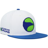 Atlanta Hawks Hardwood Classics Snapback Hat White/Royal | Mitchell & Ness online