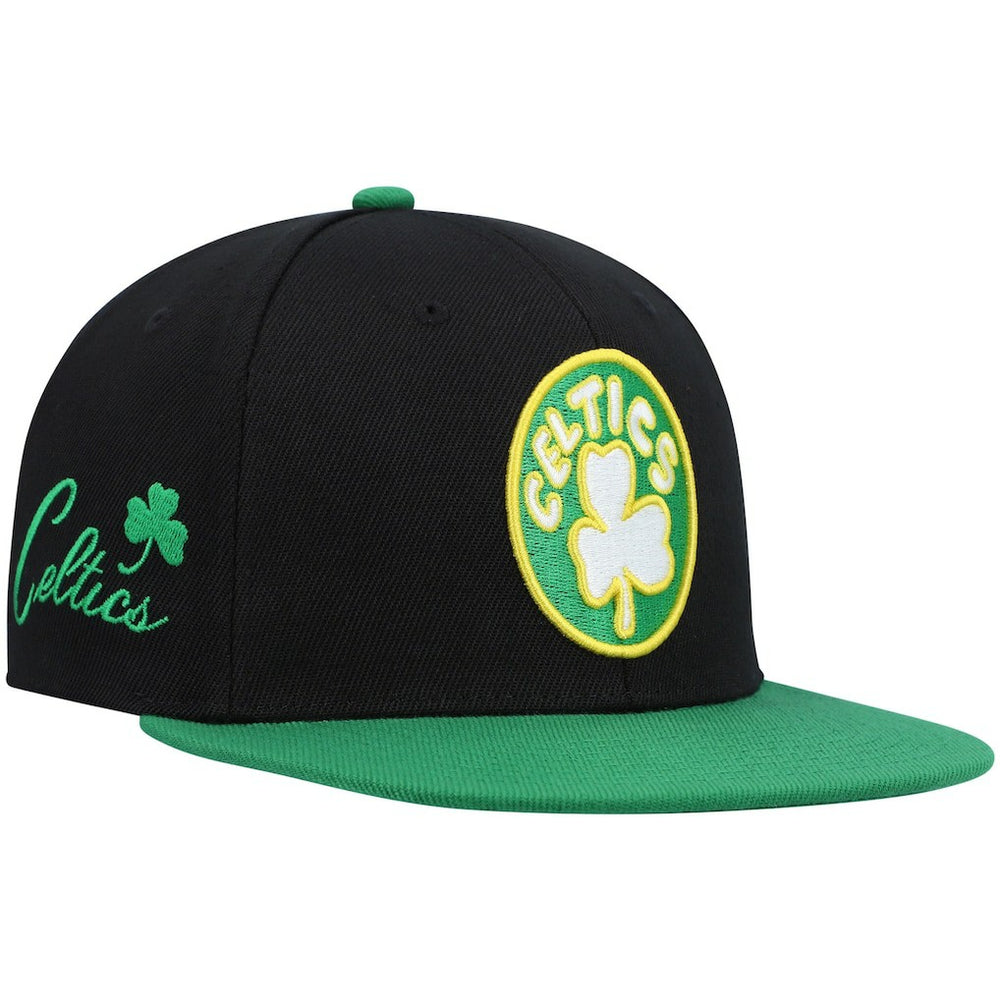 Boston Celtics Hardwood Classics Snapback Hat Black/Kelly Green | Mitchell & Ness