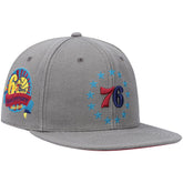 Philadelphia 76ers Hardwood Classics 60th Anniversary Carbon Cabernet Fitted Hat Charcoal | Mitchell & Ness Lifestyle