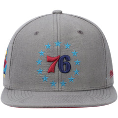 Philadelphia 76ers Hardwood Classics 60th Anniversary Carbon Cabernet Fitted Hat Charcoal | Mitchell & Ness Lifestyle