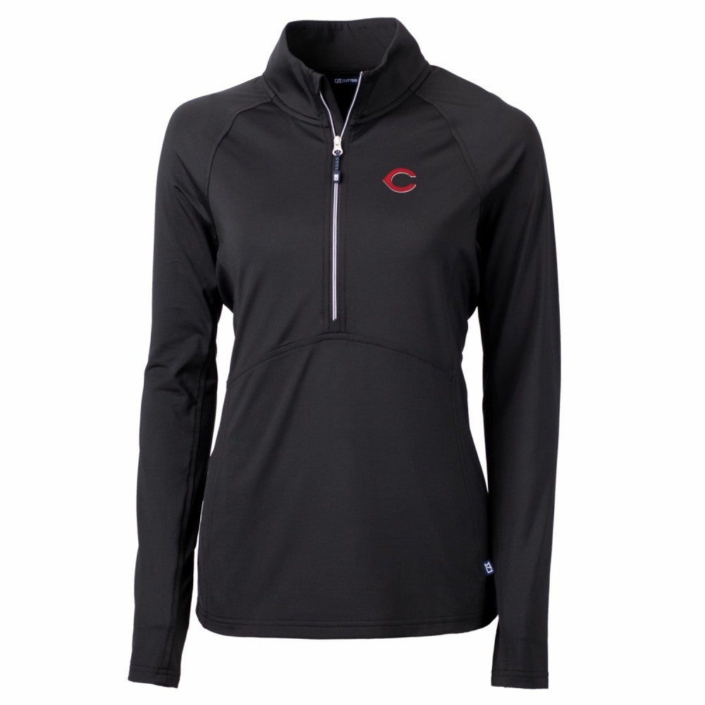 Cincinnati Reds Cutter & Buck Women's Adapt Eco Knit Stretch Half-Zip Pullover Top - Black - MLB Online