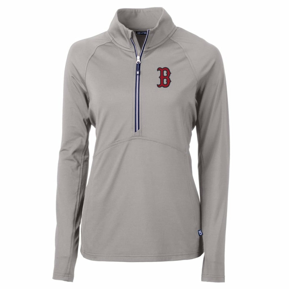 Boston Red Sox Cutter & Buck Women's Adapt Eco Knit Stretch Half-Zip Pullover Top - Gray - MLB Online