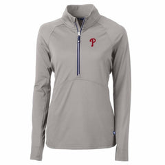 Philadelphia Phillies Cutter & Buck Women's Adapt Eco Knit Stretch Half-Zip Pullover Top - Gray - MLB Lifestyle
