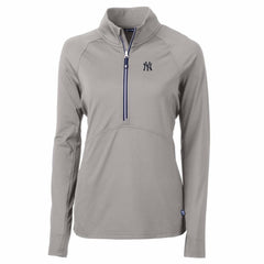 New York Yankees Cutter & Buck Women's Adapt Eco Knit Stretch Half-Zip Pullover Top - Gray - MLB Discount