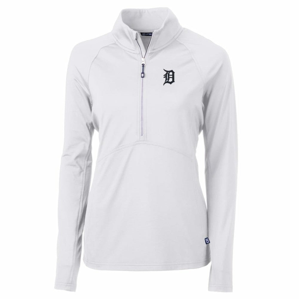Detroit Tigers Cutter & Buck Women's Adapt Eco Knit Stretch Half-Zip Pullover Top - White - MLB Online
