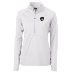 Milwaukee Brewers Cutter & Buck Women's Adapt Eco Knit Stretch Half-Zip Pullover Top - White - MLB on Sale