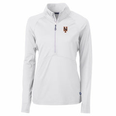 New York Mets Cutter & Buck Women's Adapt Eco Knit Stretch Half-Zip Pullover Top - White - MLB Sale