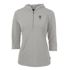 Texas Rangers Cutter & Buck Women's Virtue Eco Pique 3/4 Sleeve Half-Zip Pullover Hoodie - Gray - MLB Online