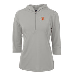 San Francisco Giants Cutter & Buck Women's Virtue Eco Pique 3/4 Sleeve Half-Zip Pullover Hoodie - Gray - MLB Discount