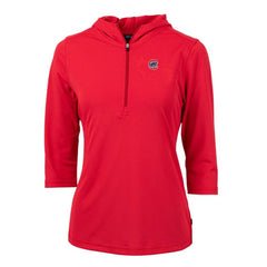 Chicago Cubs Cutter & Buck Women's Virtue Eco Pique 3/4 Sleeve Half-Zip Pullover Hoodie - Red - MLB Lifestyle