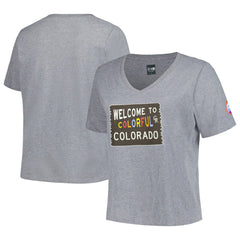 Colorado Rockies New Era Women's City Connect Plus Size V-Neck T-Shirt - Gray - New Era on Sale