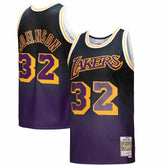 Magic Johnson Los Angeles Lakers 1984/85 Hardwood Classics Fadeaway Swingman Player Jersey Purple/Black | Mitchell & Ness US