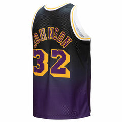 Magic Johnson Los Angeles Lakers 1984/85 Hardwood Classics Fadeaway Swingman Player Jersey Purple/Black | Mitchell & Ness US