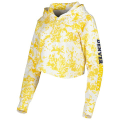 Denver Nuggets Lusso Women's Maia Tri-Blend Cropped Quarter-Zip Top Gold/White