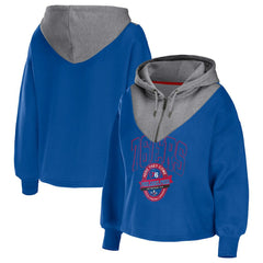 Philadelphia 76ers WEAR by Erin Andrews Women's Pieced Quarter-Zip Hoodie Jacket Royal
