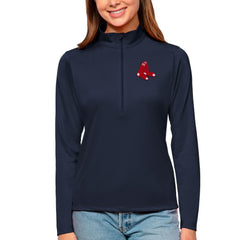 Boston Red Sox Antigua Women's Tribute Quarter-Zip Pullover Top - Navy - MLB Lifestyle