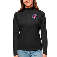 Chicago Cubs Antigua Women's Tribute Quarter-Zip Pullover Top - Black - MLB Online