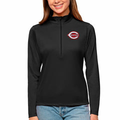 Cincinnati Reds Antigua Women's Tribute Quarter-Zip Pullover Top - Black - MLB Online