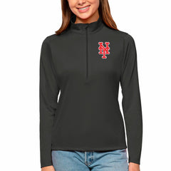 New York Mets Antigua Women's Tribute Quarter-Zip Pullover Top - Charcoal - MLB Sale