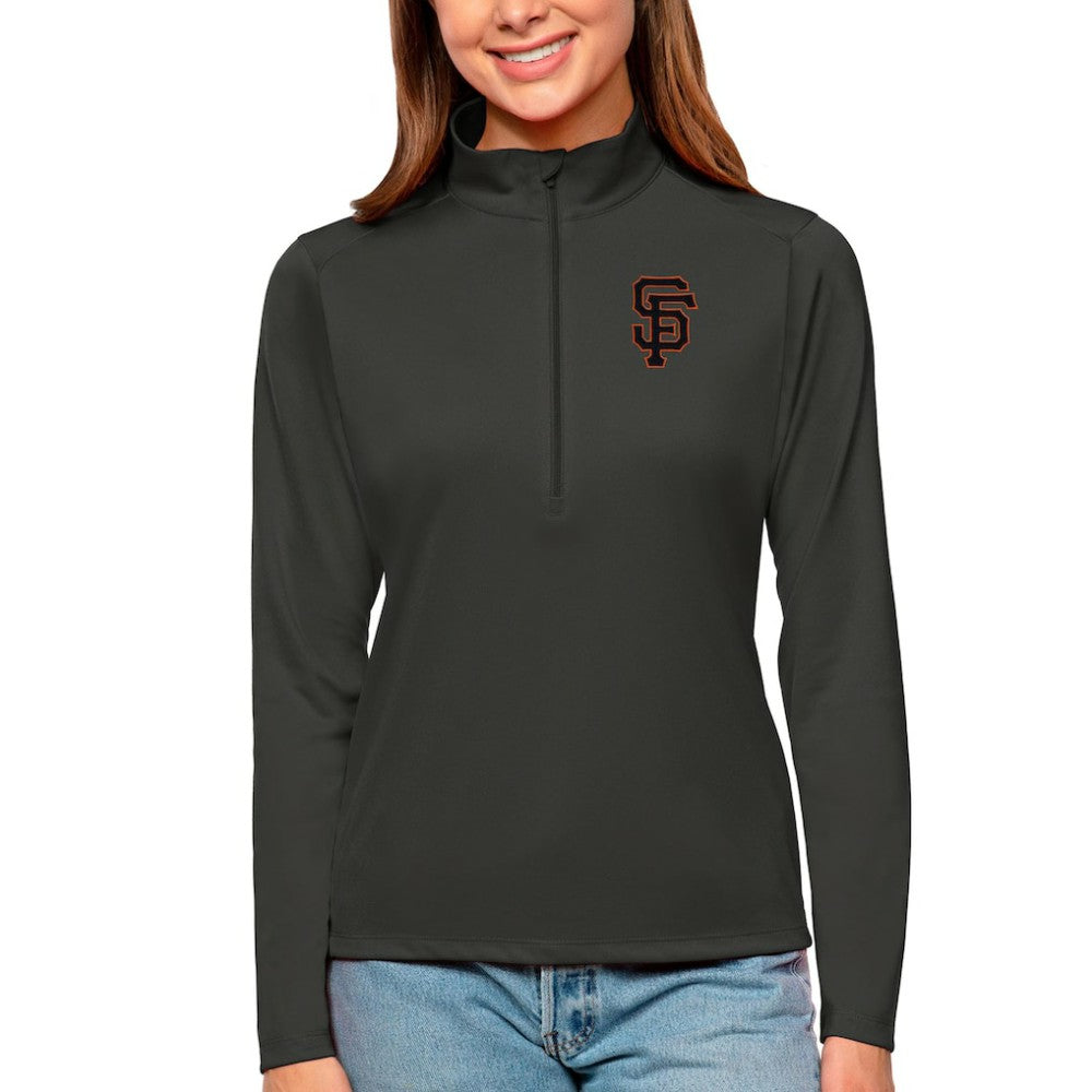 San Francisco Giants Antigua Women's Tribute Quarter-Zip Pullover Top - Charcoal - MLB Online