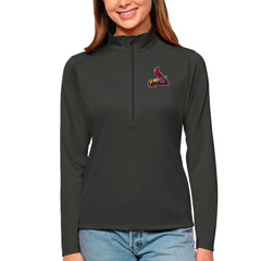 St. Louis Cardinals Antigua Women's Tribute Quarter-Zip Pullover Top - Charcoal - MLB Lifestyle