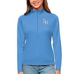 Tampa Bay Rays Antigua Women's Tribute Quarter-Zip Pullover Top - Light Blue - MLB Lifestyle
