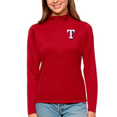 Texas Rangers Antigua Women's Tribute Quarter-Zip Pullover Top - Red - MLB Lifestyle