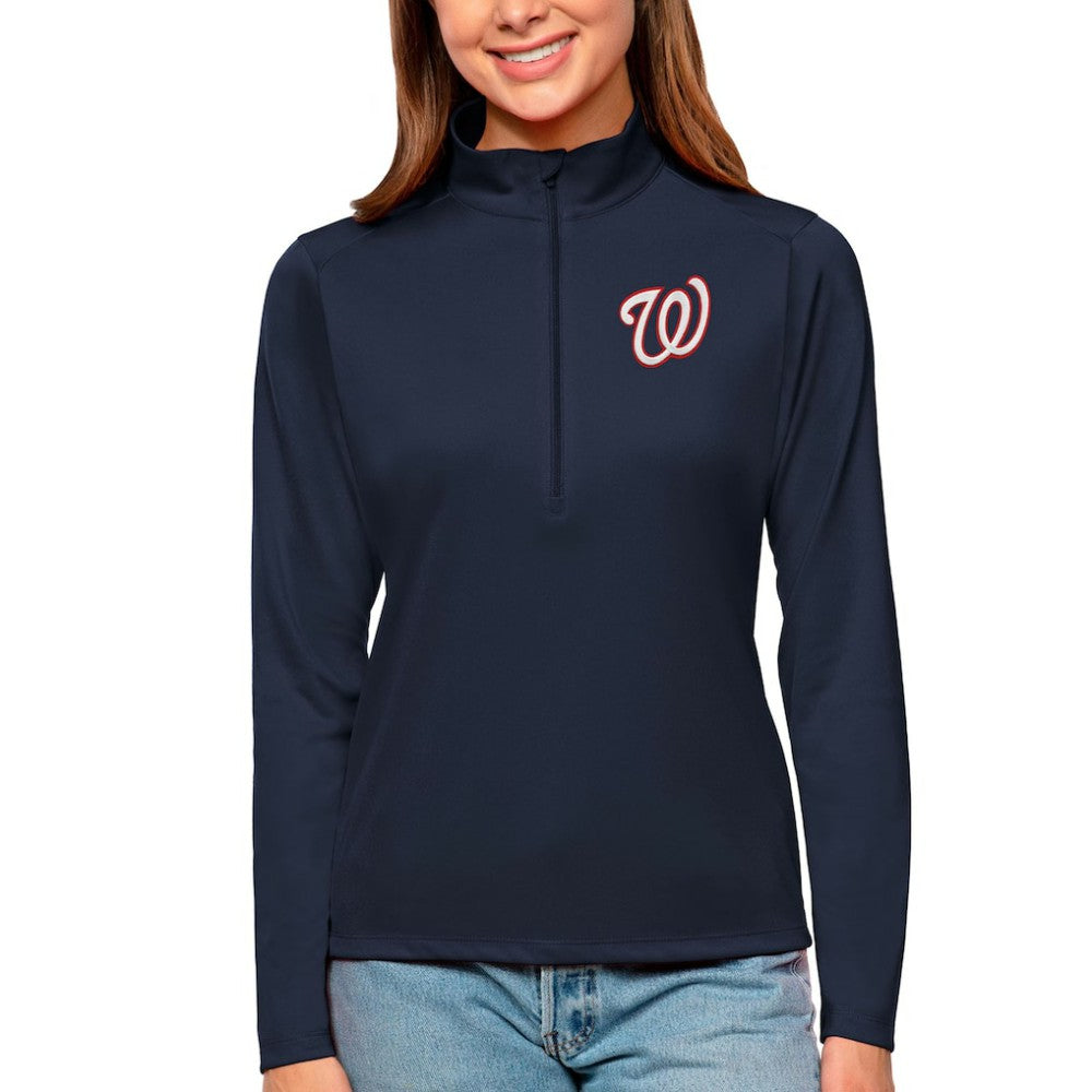 Washington Nationals Antigua Women's Tribute Quarter-Zip Pullover Top - Navy - MLB Discount
