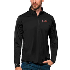 Atlanta Braves Antigua Tribute Quarter-Zip Pullover Top - Black - MLB on Sale