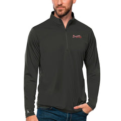 Atlanta Braves Antigua Tribute Quarter-Zip Pullover Top - Charcoal - MLB Online