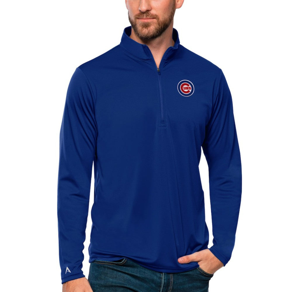 Chicago Cubs Antigua Tribute Quarter-Zip Pullover Top - Royal - MLB on Sale