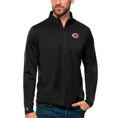 Cincinnati Reds Antigua Tribute Quarter-Zip Pullover Top - Black - MLB Sale