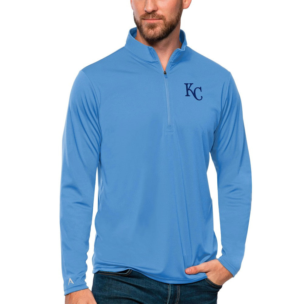 Kansas City Royals Antigua Tribute Quarter-Zip Pullover Top - Powder Blue - MLB Lifestyle