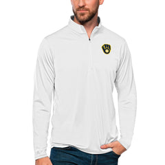 Milwaukee Brewers Antigua Tribute Quarter-Zip Pullover Top - White - MLB Online