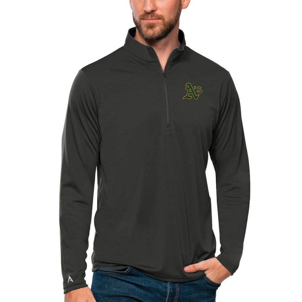 Athletics Antigua Tribute Quarter-Zip Pullover Top - Charcoal - MLB on Sale