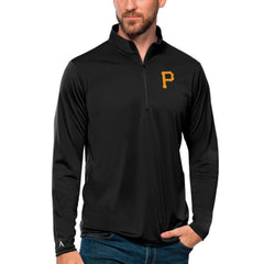 Pittsburgh Pirates Antigua Tribute Quarter-Zip Pullover Top - Black - MLB Online
