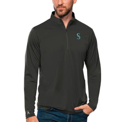 Seattle Mariners Antigua Tribute Quarter-Zip Pullover Top - Charcoal - MLB on Sale