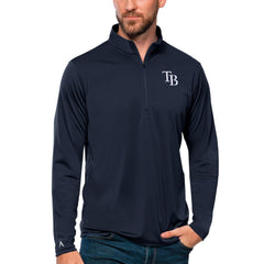 Tampa Bay Rays Antigua Tribute Quarter-Zip Pullover Top - Navy - MLB on Sale