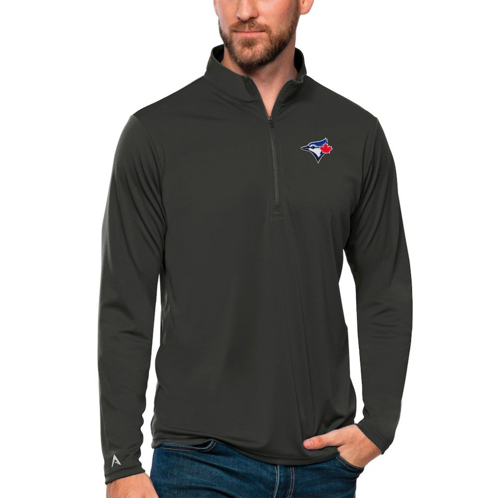 Toronto Blue Jays Antigua Tribute Quarter-Zip Pullover Top - Charcoal - MLB Online