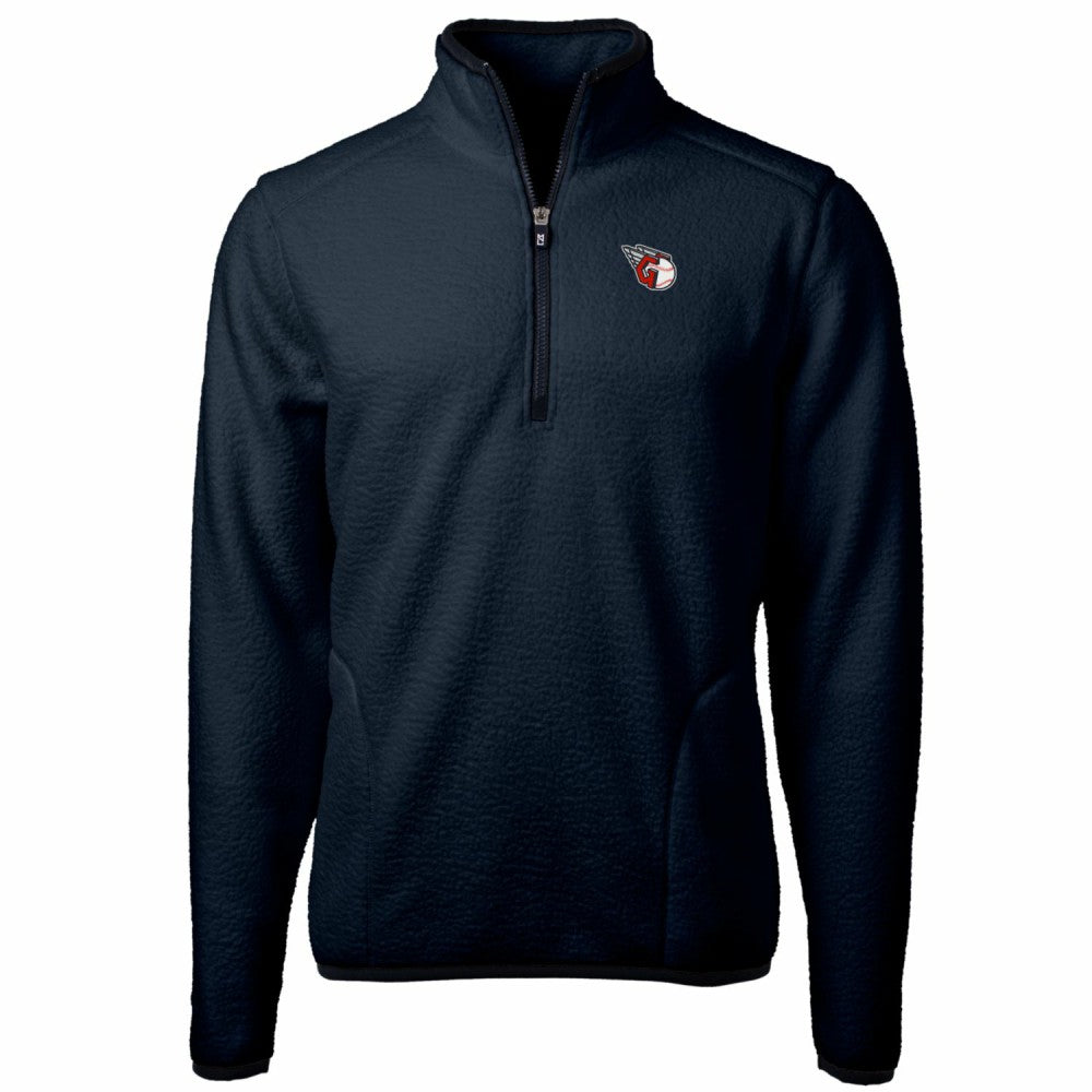 Cleveland Guardians Cutter & Buck Big & Tall Cascade Eco Sherpa Fleece Quarter-Zip Pullover Jacket - Navy - MLB Lifestyle