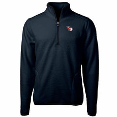 Cleveland Guardians Cutter & Buck Big & Tall Cascade Eco Sherpa Fleece Quarter-Zip Pullover Jacket - Navy - MLB Lifestyle