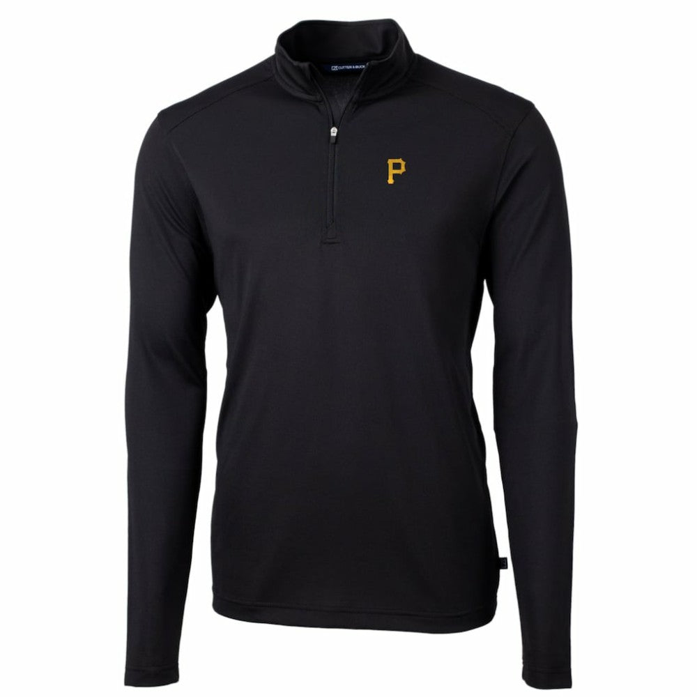 Pittsburgh Pirates Cutter & Buck Big & Tall Virtue Eco Pique Quarter-Zip Pullover Jacket - Black - MLB Online